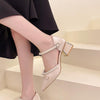 Pointed Toe Chunky Heel High Heels Single Shoes Women Buckle Sandals, Size: 38(Beige)