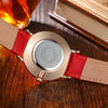 CAGARNY 6812 Concise Style Ultra Thin Quartz Wrist Watch with Leather Band for Women(Red Band)