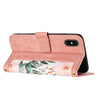 For iPhone XS / X Floral Pattern Leather Phone Case with Lanyard(Pink)