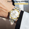 OLEVS 5513 Men Business Luminous Waterproof Quartz Watch(White + Gold)