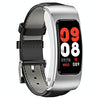 K60 1.08 inch Leather Band Earphone Detachable Life Waterproof Smart Watch Support Bluetooth Call(Black Silver)