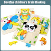 4 PCS / Sets Of Children Early Education Three-Dimensional Wooden Animal Puzzle Toys(Elephant + Hippo + Whale + Ocean Fish)