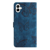 For Samsung Galaxy A06 4G Skin-feel Embossed Butterfly Leather Phone Case(Blue)