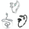 S925 Sterling Silver Platinum-plated Snake Rose Open Ring, Model: SCR1041-E