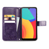 For Alcatel 1L 2021 Four-leaf Clasp Embossed Buckle Mobile Phone Protection Leather Case with Lanyard & Card Slot & Wallet & Bracket Function(Purple)