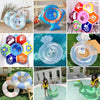 Children Adult Cartoon Inflatable Swimming Ring, Pattern: Blue White Striped Bear
