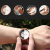 TOMI T080 Hollow Design Half See-through Unisex Quartz Watch(Black White Face Brown Strap)