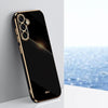 For Samsung Galaxy S25 5G XINLI Straight 6D Plating Gold Edge TPU Phone Case(Black)