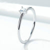 S925 Sterling Silver Ring Platinum Plated Heart Clear Ring, Size: 8 US Size