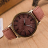 Denim Texture Style Round Dial Retro Digital Display Women & Men Quartz Watch with PU Leather Band(Brown)