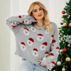 Autumn and Winter Christmas Ladies Sweater Sheath Knit Top, Size: M(Grey)