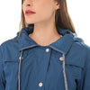 Casual  Women Waterproof Waist Hooded Long Coat, Size:M (Sky Blue)