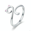 Cat Love Girl Ring S925 Sterling Silver Open Ring