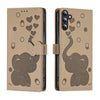 For Samsung Galaxy A26 5G Cartoon Elephant Embossed Leather Phone Case(Khaki)