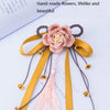 Ancient Style Hair Accessories Tassels Streamers Hairpins Hair Accessories Handmade Flowers Headdress(Navy Blue)