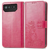 For Asus ROG Phone 6 Four-leaf Clasp Embossed Buckle Leather Phone Case(Magenta)