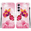 For Samsung Galaxy A55 5G Crystal Texture Colored Drawing Leather Phone Case(Pink Butterflies)