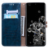 For Galaxy S20 Ultra Business Style Oil Wax Texture Horizontal Flip Leather Case, with Holder & Card Slots & Wallet(Blue)