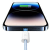 USAMS US-SJ657 U86 PD30W USB-C/Type-C to 8 Pin Rainbow Braided Fast Charging Data Cable, Length: 1.2m(Blue)