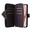 For iPhone 15 Nine-card Slots Zipper Wallet Bag Leather Phone Case(Dark Purple)