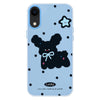 For iPhone XR Skin Feeling Jelly TPU Hybrid PC Phone Case(Little Black Dog Blue)