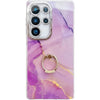 For Samsung Galaxy S23 Ultra 5G Electroplated Marble Texture Ring Holder Phone Case(Gold Purple Red S15)