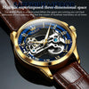 OLEVS 6661 Men Fashion Luminous Waterproof Mechanical Watch(Blue + Gold)