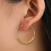 Women Hoop Earrings Ethnic Vintage Bead Boho Earrings Statement Jewelry(Gold)