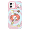For iPhone 11 Skin Feeling Jelly TPU Hybrid PC Phone Case(Apple Rabbit Yellow Word Pink)