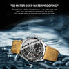 BINBOND B6022 30m Waterproof Luminous Multifunctional Quartz Watch, Color: Leather-Black Steel-Black