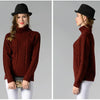 Women High Neck Knitted Sweater Long Sleeve Stranded Flower Bottoming Sweater, Size: S(Gray)