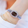 BS bee sister FA1581 Women Octagonal Dial Diamond Plated Rhinestone Bracelet Quartz Watch(Silver Shell Blue Diamond)
