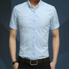 Men Business Shirt Short Sleeves Turn-down Collar Shirt, Size:XXXL(Light Blue)