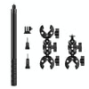 PULUZ Cycling Quick Release Bracket with 150cm Selfie Stick Set, Dual-heads Crab & Single Heads Clamps Handlebar Fixed Mount (Black)