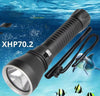 XHP70.2  Diving Flashlight 3000 Lumens IPX8 Waterproof Underwater 80m Without Battery Yellow Light