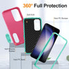 For Samsung Galaxy S24+ / S25+ 5G Rugged PC Hybrid Silicone Phone Case with Holder(Rose Red+Light Green)