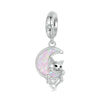 S925 Sterling Silver Plated Platinum Fantasy Moon Cute Cat Pendant(SCC2879)