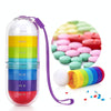 Portable Cylindrical Rotary 7 Compartments Independent Plastic Travel Pill Box(As Show)