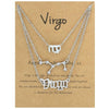 3 In 1 12 Zodiac Signs Necklace Set Retro Alphabet Symbols With Diamonds Jewelry Set, Style: Virgo Silver