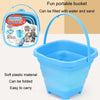 16pcs /Set Children Folding Bucket Beach Toys Play House Water Play Sand Dredging Tools(Pink)