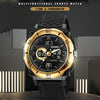 SKMEI 2098 Multifunctional Men 50M Waterproof Thermometer Dual Display Digital Wrist Watch(Black+White)
