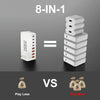 YMS-858 GaN 240W USB x 4, USB-C / Type-C x 4 Fast Charger, Plug Type:EU Plug(White)