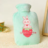 Cartoon Velvet Cover Thickened Explosion-Proof PVC Water-Filled Hot Water Bag, Color: 2000ML Light Green