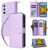 For Samsung Galaxy A54 Nine-card Slots Zipper Wallet Bag Leather Phone Case(Purple)