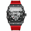 BINBOND B6577 Barrel Shape 30m Waterproof Sports Quartz Watch(Brushed-Red Silicone-Black-Black)