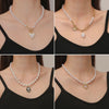 N2209-6 Oval White Flower Ladies Temperament Necklace Collarbone Chain