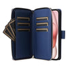 For iPhone 15 Plus / 14 Plus Nine-card Slots Zipper Wallet Bag Leather Phone Case(Blue)