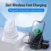 LFX-179 Magnetic Vertical 3 in 1 Wireless Charging Bracket for Smartphone iWatch AirPods(White)