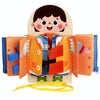 Children Wooden Multi-layer Practice Dressing Board Montessori Early Learning Educational Toy(Girl Model)