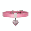 Pink PU Leather Heart Pendant Dog Collar, XS (1.3-25cm)
